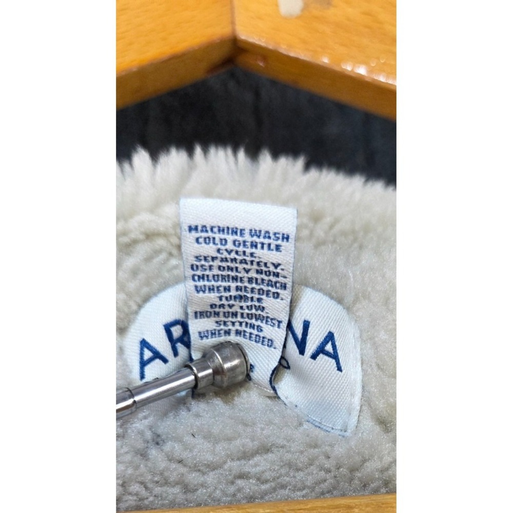 Arizona Faux Fur Full Zip Jacket, Women's Size M Off White Hooded Lined - Picture 3 of 8